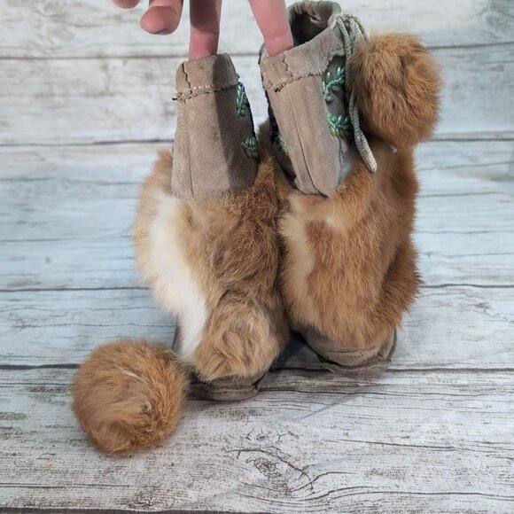Handmade Native American Beaded Fur Mukluks Red Fox Fur Boots– Women’s - Picture 4 of 8